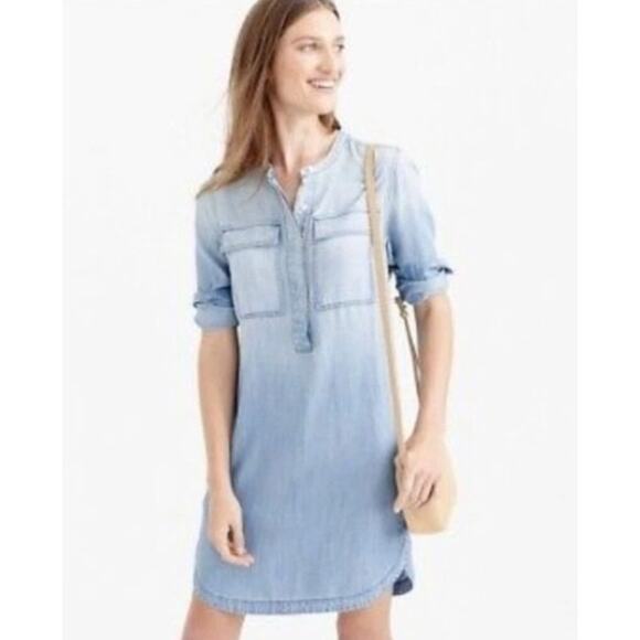 J. Crew Drapey Chambray Shirtdress Blue Size XS - Picture 1 of 13